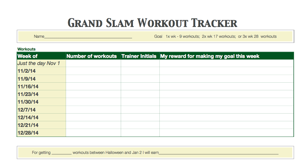 Grand Slam workout tracker