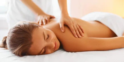 a woman receives a massage